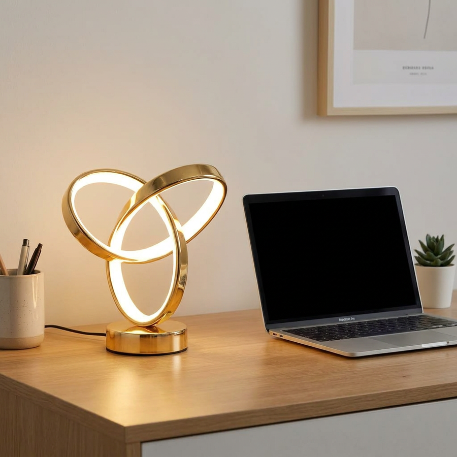 Modern Gold LED USB Desk Lamp Eye Care Indoor Lighting Stepless Dimming Minimalist Design