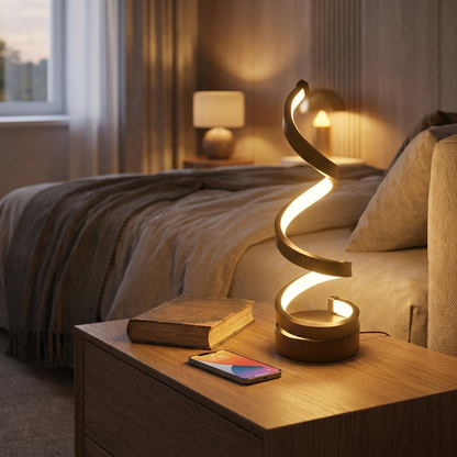 Spiral LED USB Desk Lamp Bedroom Decor Dimmable Indoor Lighting Remote Control Operation