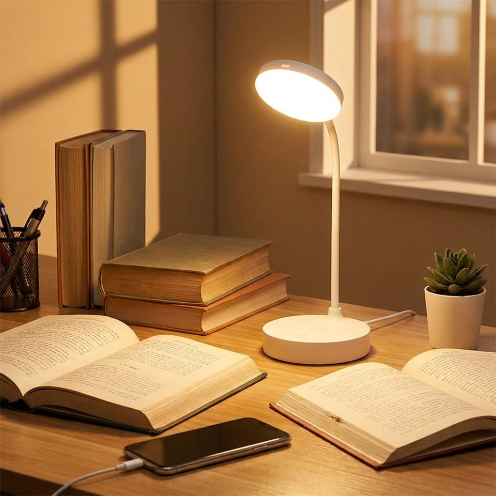 LED Desk Lamp – 3-Level Touch Dimmer Night Light for Study & Office