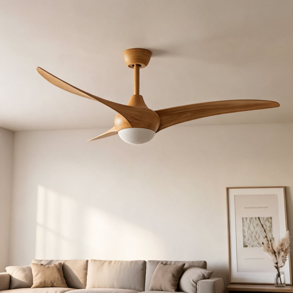 Etched Opal Glass DC Ceiling Fan with LED Light Remote and 132cm Blades