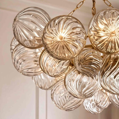 Copper & Glass Chandelier Adjustable Hanging LED Light