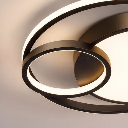 Nordic Circle Metal LED Flush Mount Ceiling Light Black or Gold