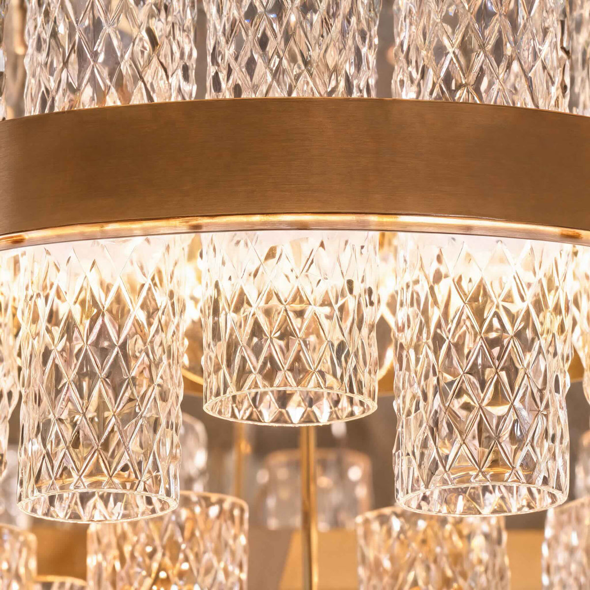 Crackled Glass Steel Chandelier 3-Colour LED