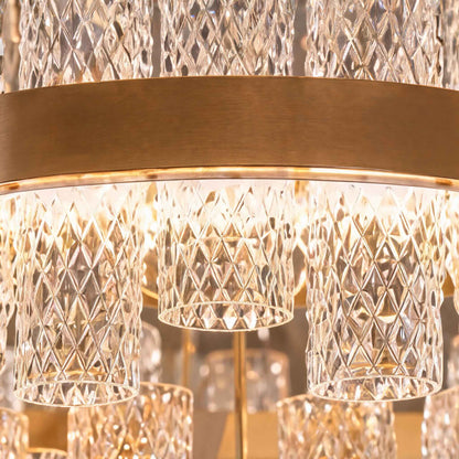 Crackled Glass Steel Chandelier 3-Colour LED