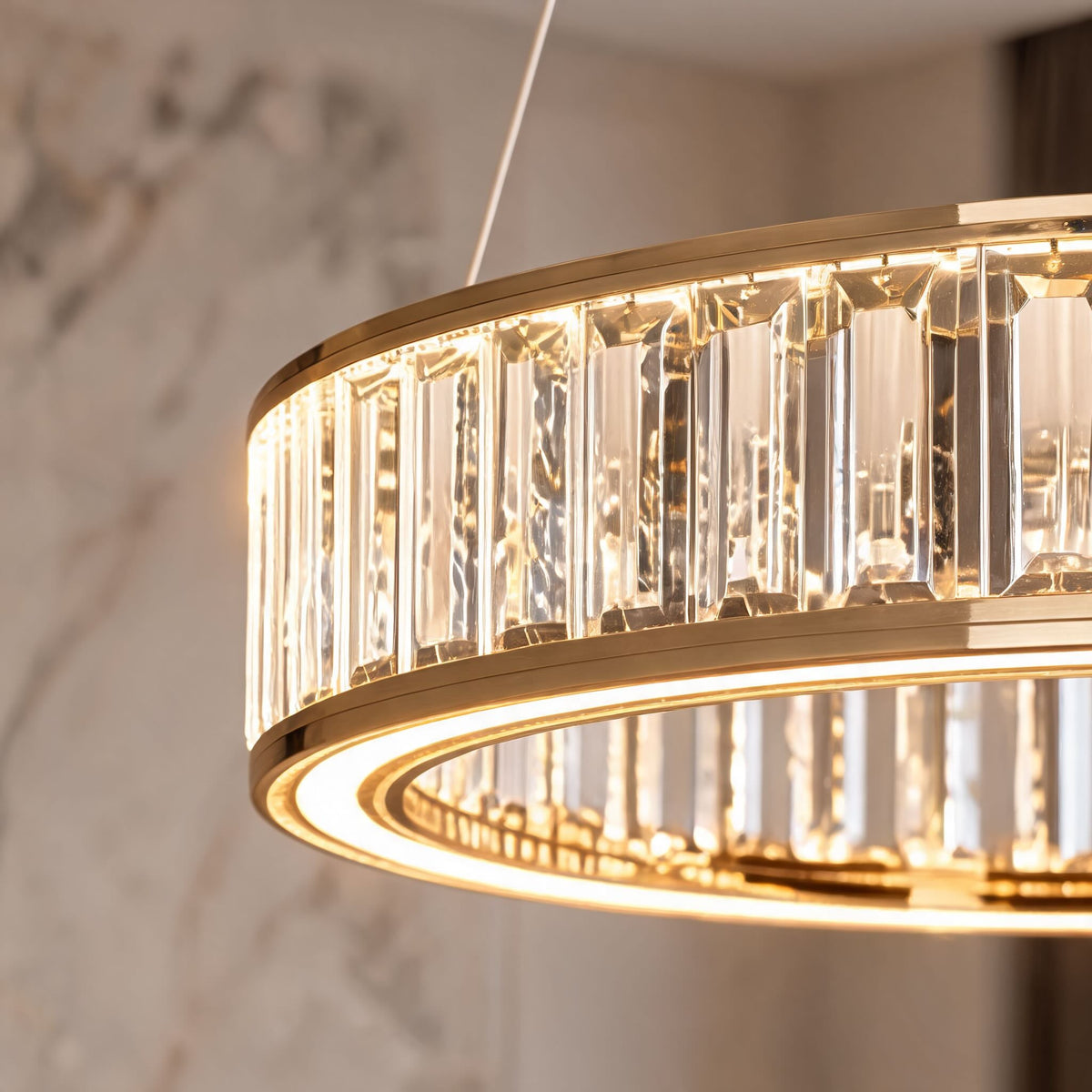 Gold Aluminium Crystal Chandelier 3-Colour LED