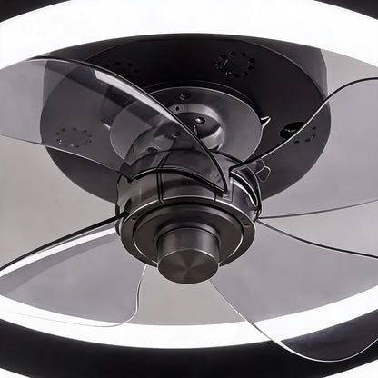 Curved Blade Flush Mount Ceiling Fan with Dimmable LED Light Gold Black White