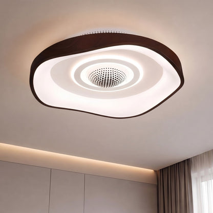 Bronze or White Iron Bladeless Ceiling Fan with Dimmable LED Light 51 cm Flush