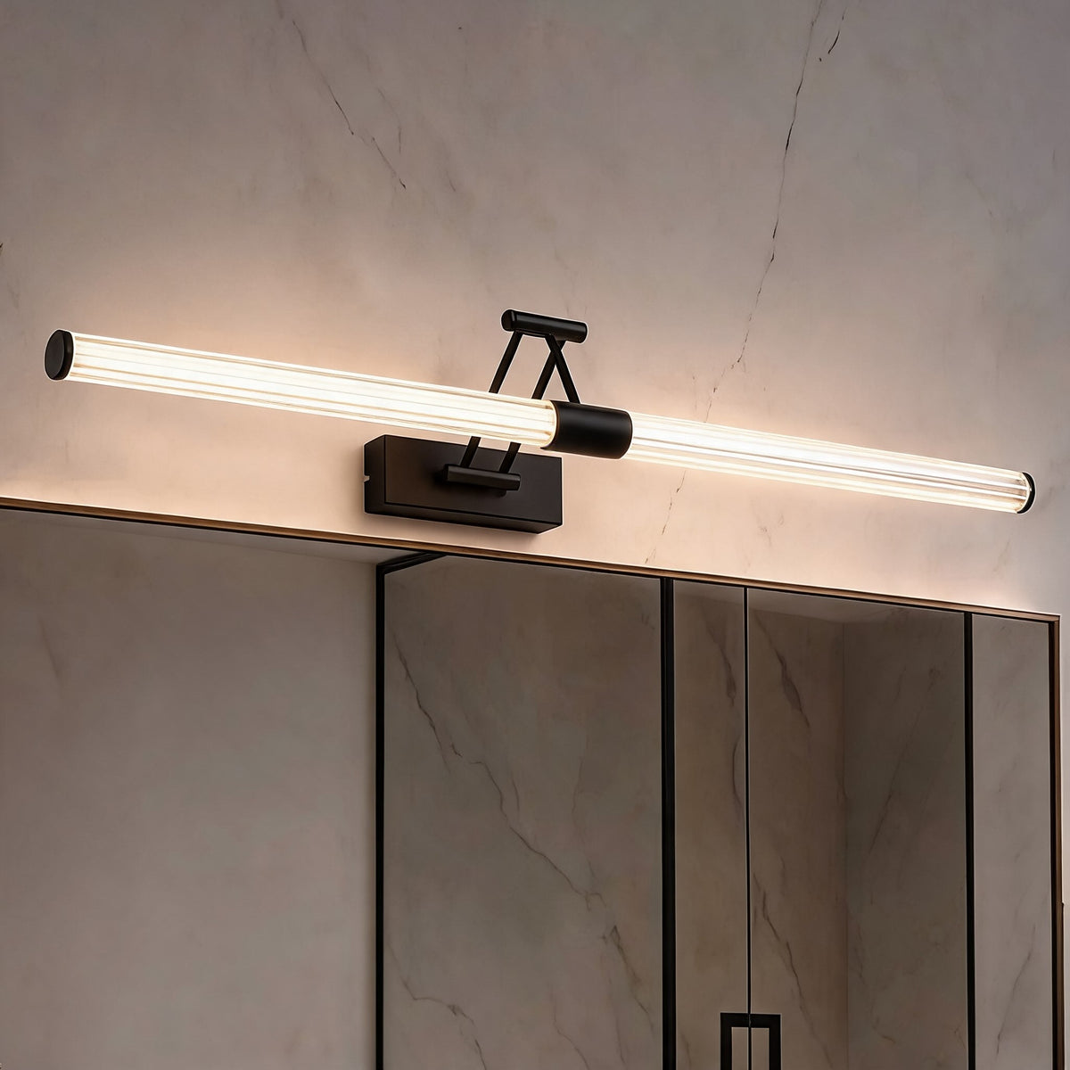 Foldable Twin-Arm LED Vanity Light 360° Acrylic Cylinder 48–78cm