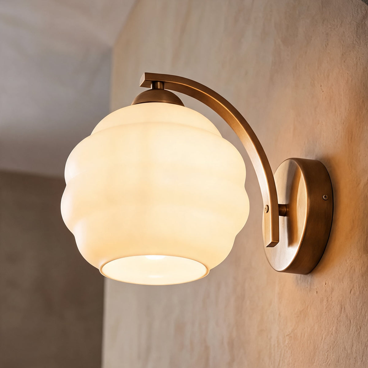 Art Deco Glass Wall Sconce Adjustable Metal LED Light