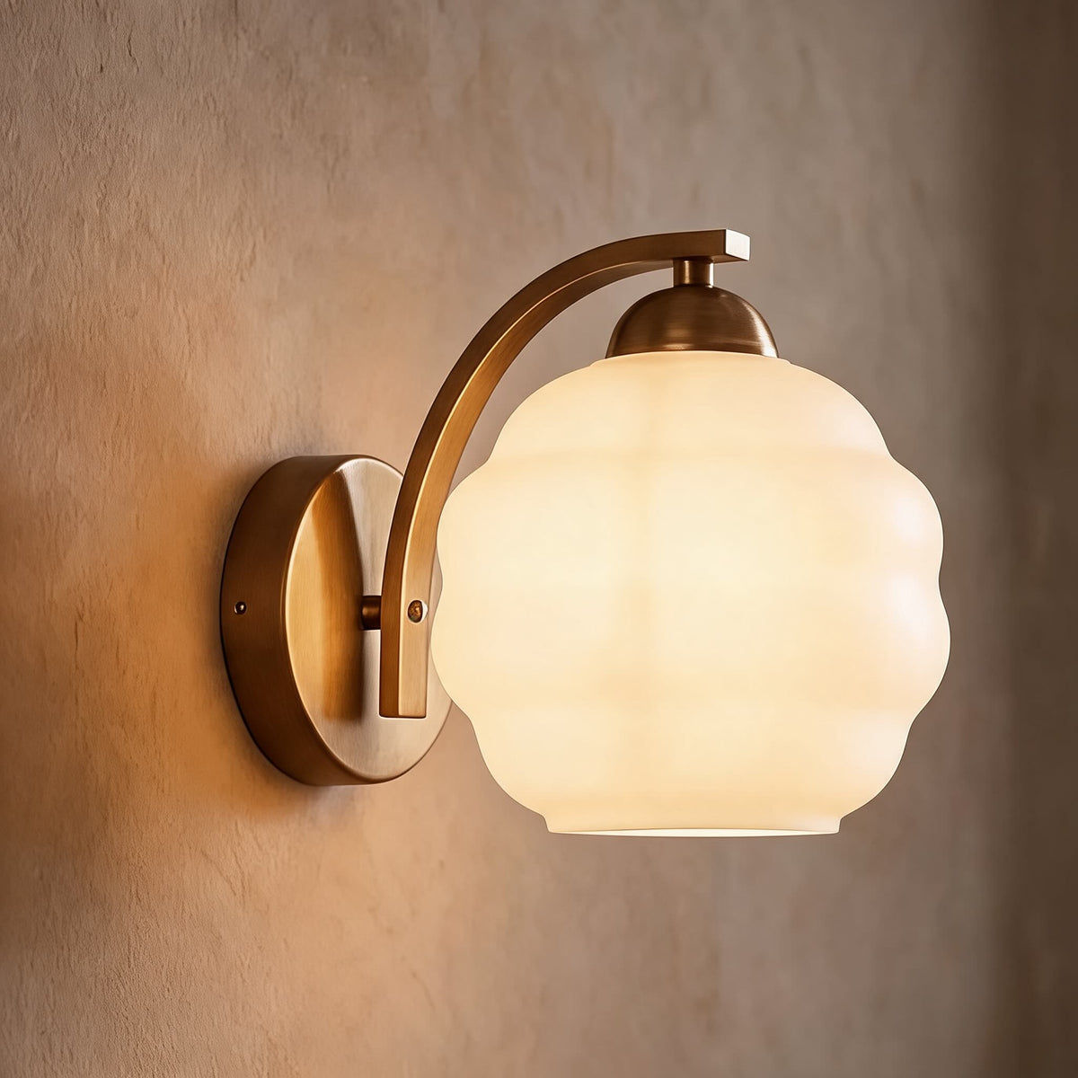 Art Deco Glass Wall Sconce Adjustable Metal LED Light