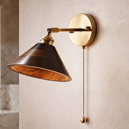 Rustic Wall Light Wooden Sconce Adjustable Brass