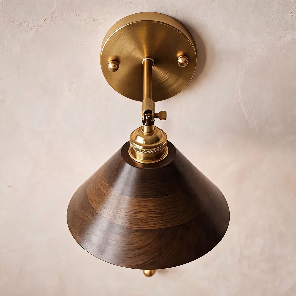 Rustic Wall Light Wooden Sconce Adjustable Brass