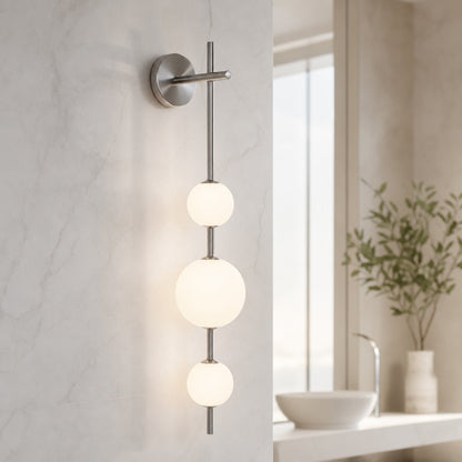 Vertical Globe Wall Light Glass Shade Brass LED Sconce