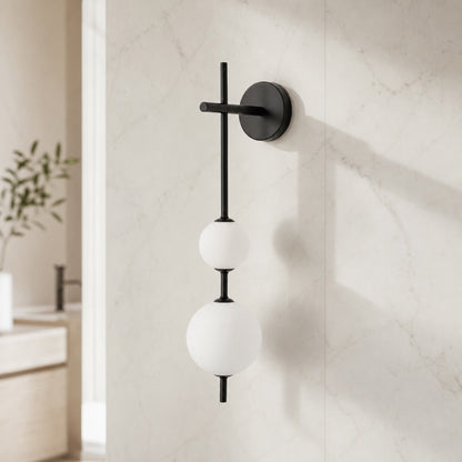 Vertical Globe Wall Light Glass Shade Brass LED Sconce