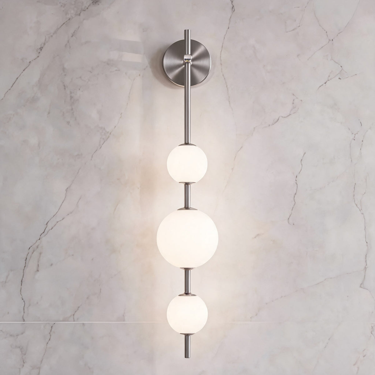 Vertical Globe Wall Light Glass Shade Brass LED Sconce