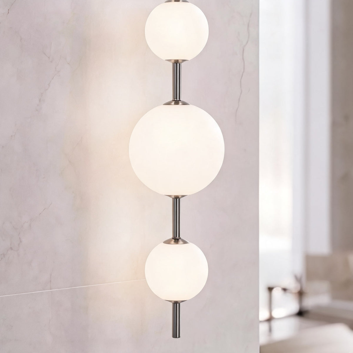Vertical Globe Wall Light Glass Shade Brass LED Sconce