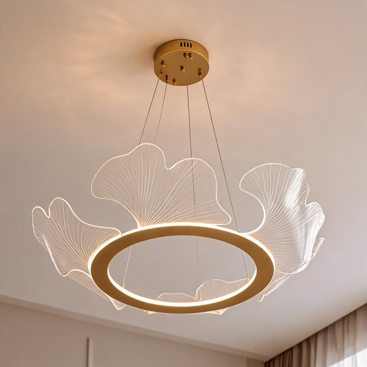 Glass Shade Chandelier Adjustable Hanging LED Light