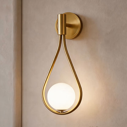 Brass Wall Light Glass Shade Adjustable LED Sconce