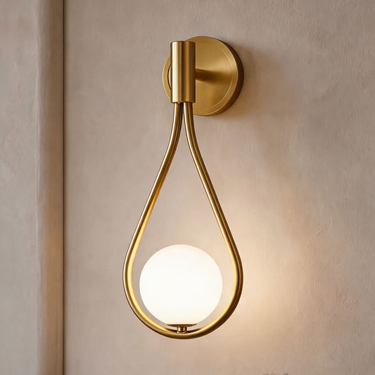 Brass Wall Light Glass Shade Adjustable LED Sconce