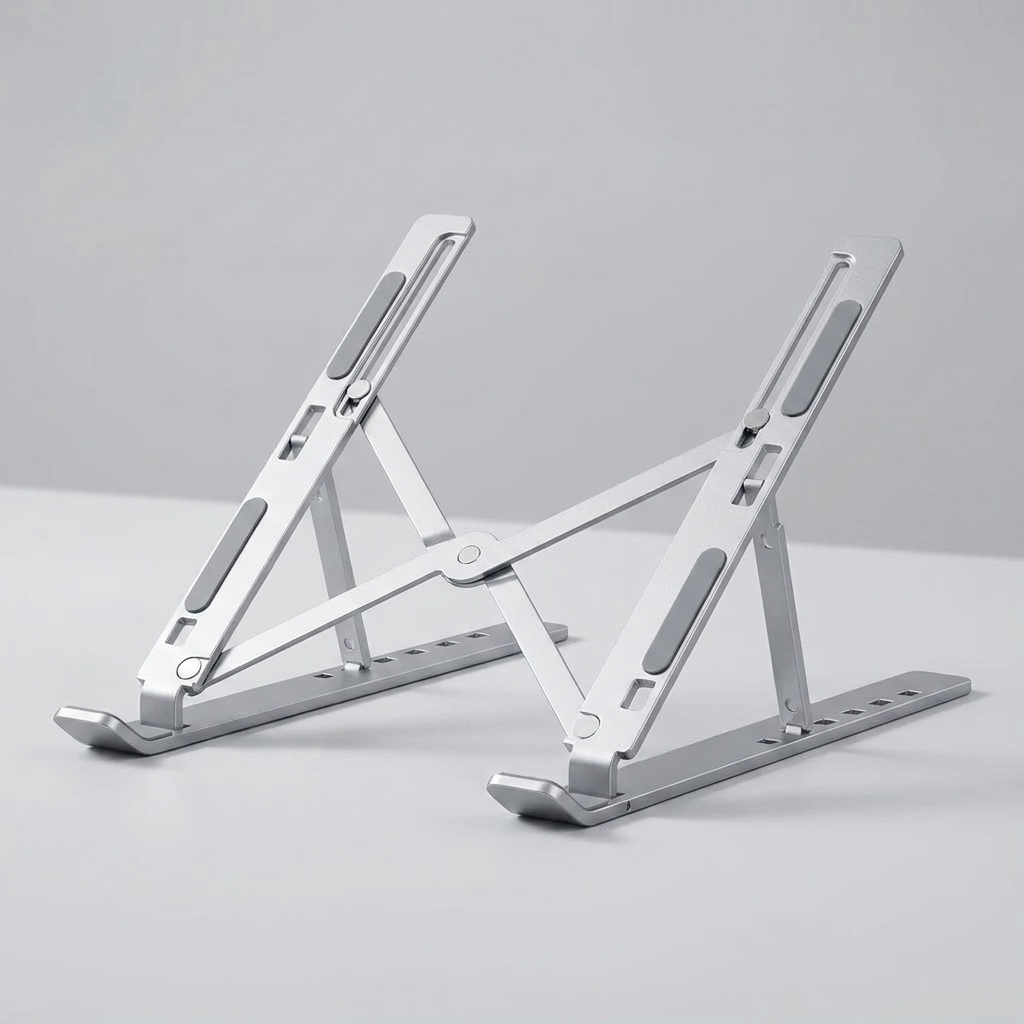 Silver aluminium laptop stand