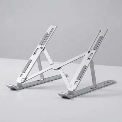 Silver aluminium laptop stand