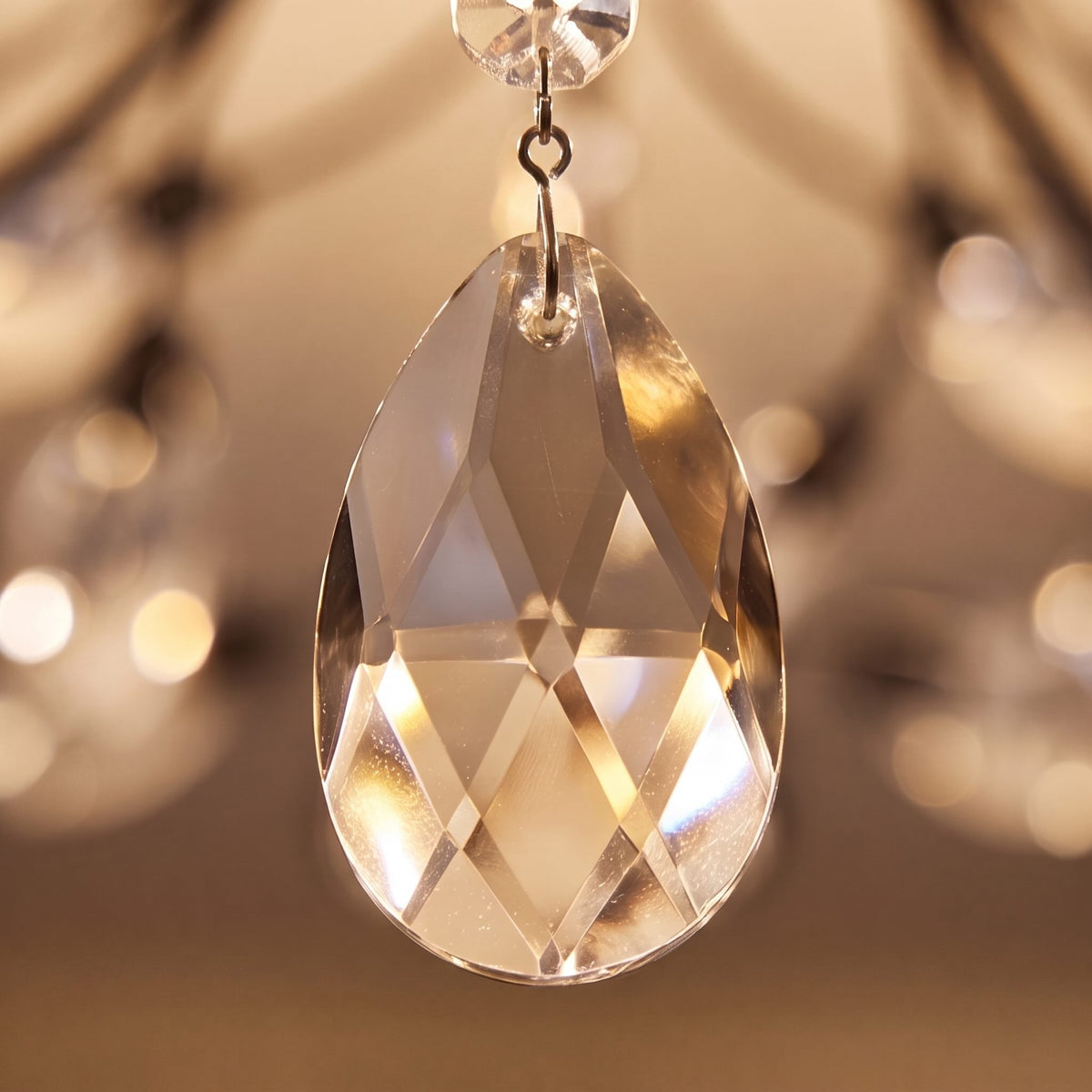 Crystal Leaf Semi-Flush Chandelier Iron 8-Light LED Antique Brass or Black