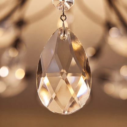 Crystal Leaf Semi-Flush Chandelier Iron 8-Light LED Antique Brass or Black