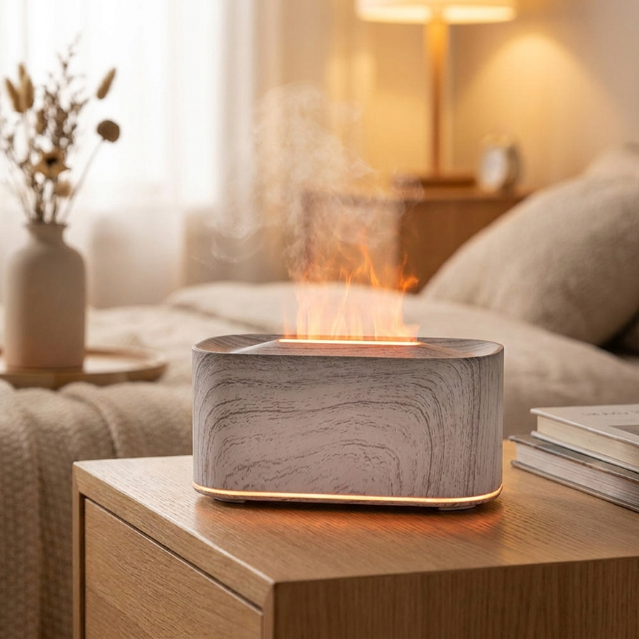 White wood grain flame diffuser