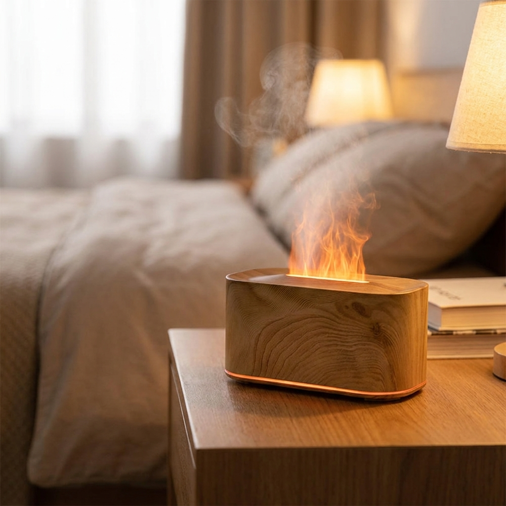 Light wood grain flame diffuser