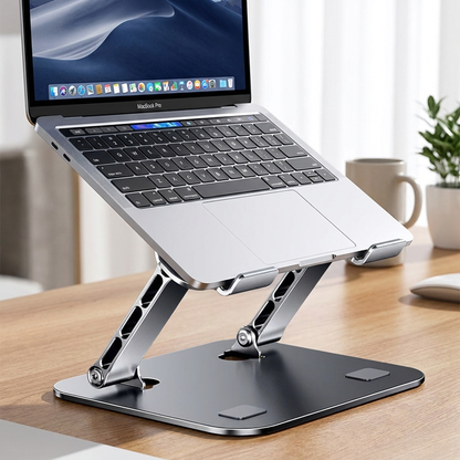 Silver aluminium laptop stand