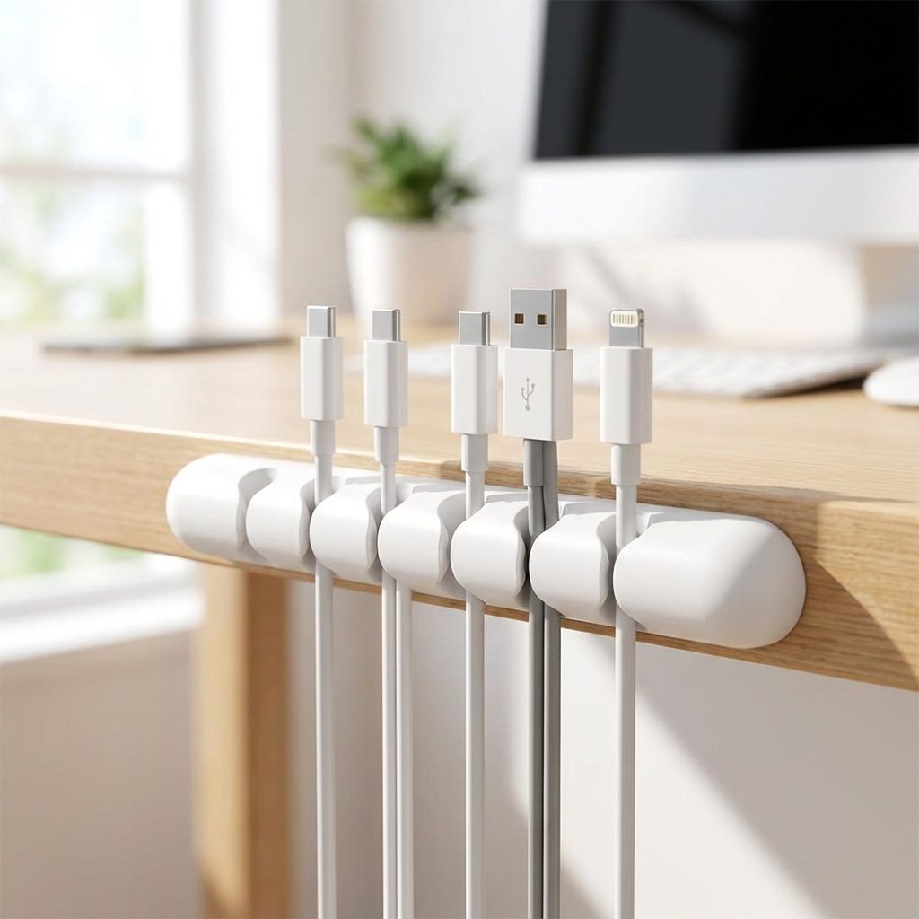 White cable clips