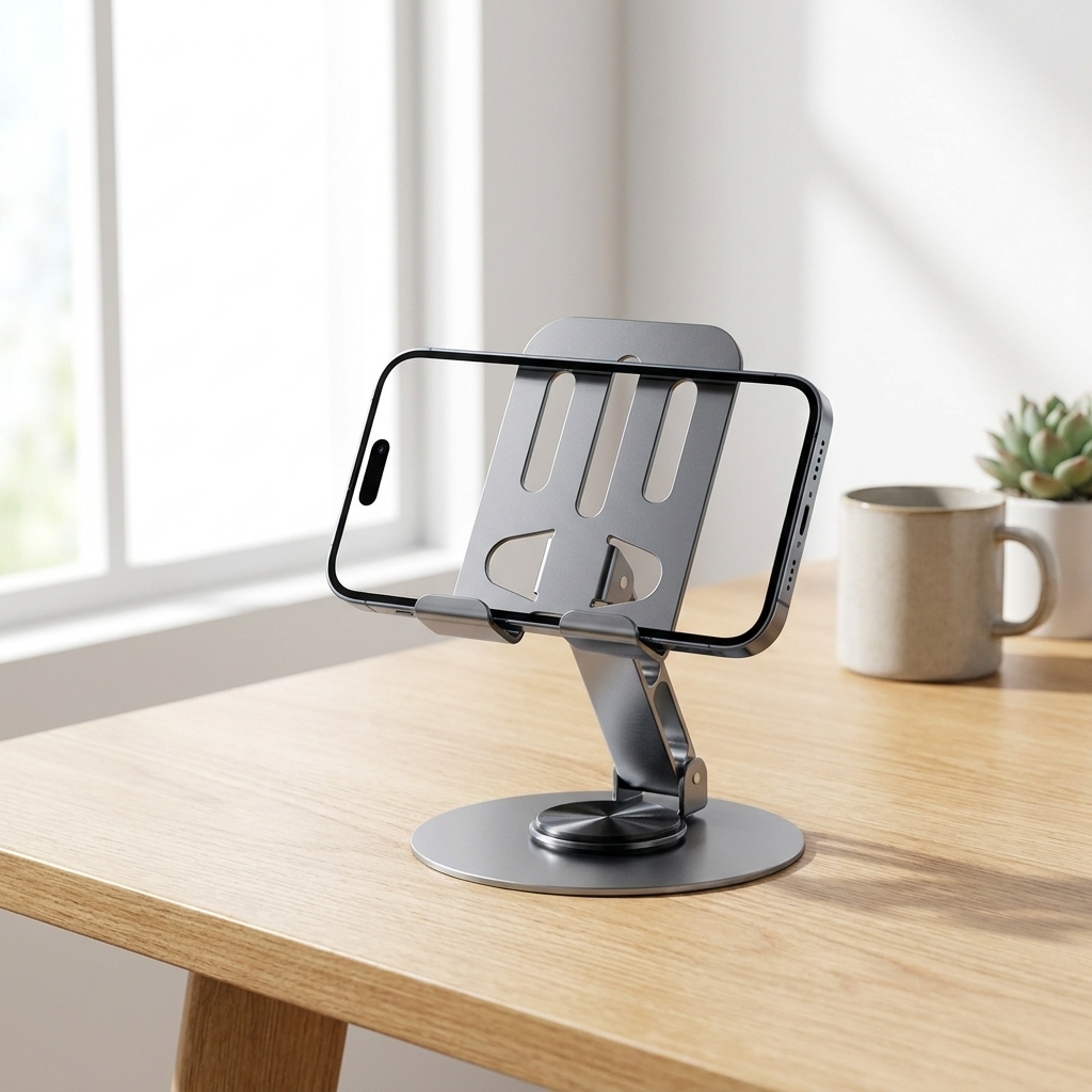 Grey rotating phone stand