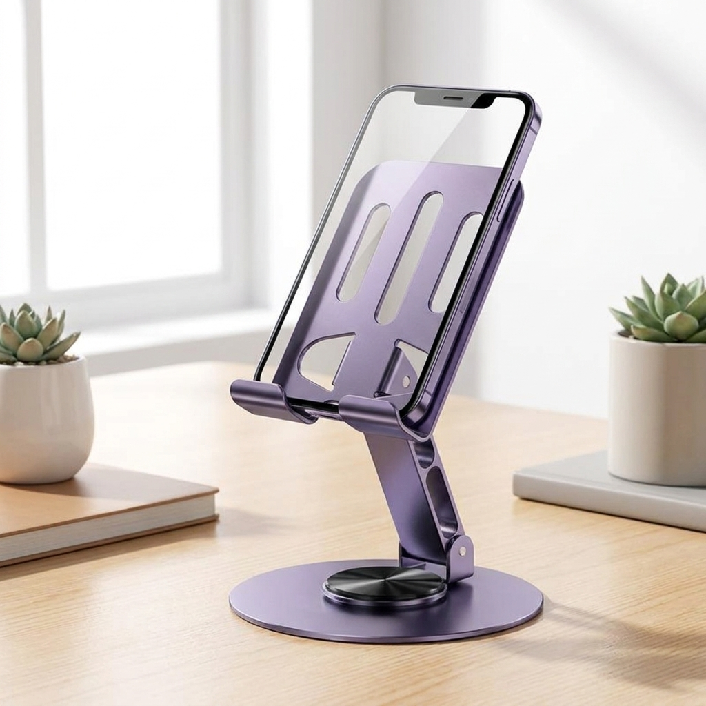 Violet rotating phone stand