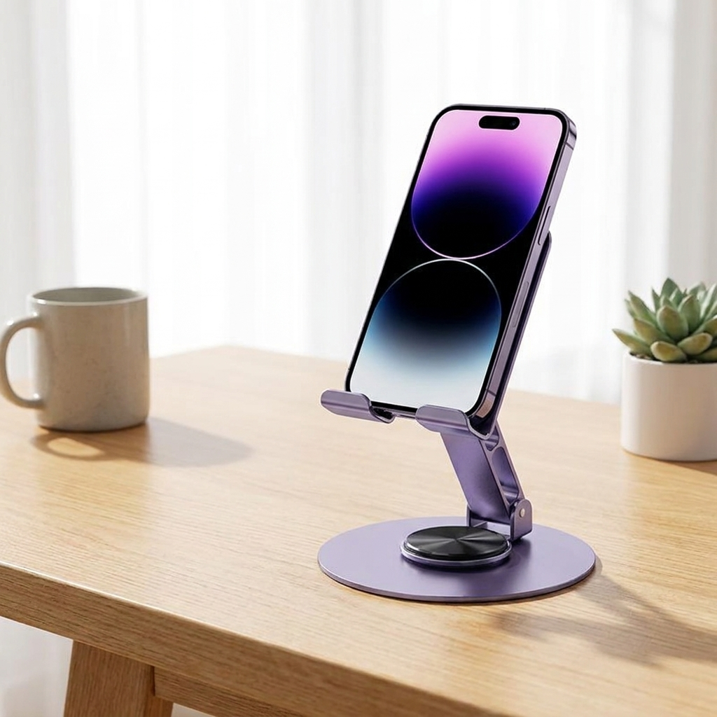 Purple rotating phone stand