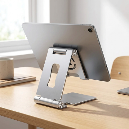 Silver rotating tablet stand