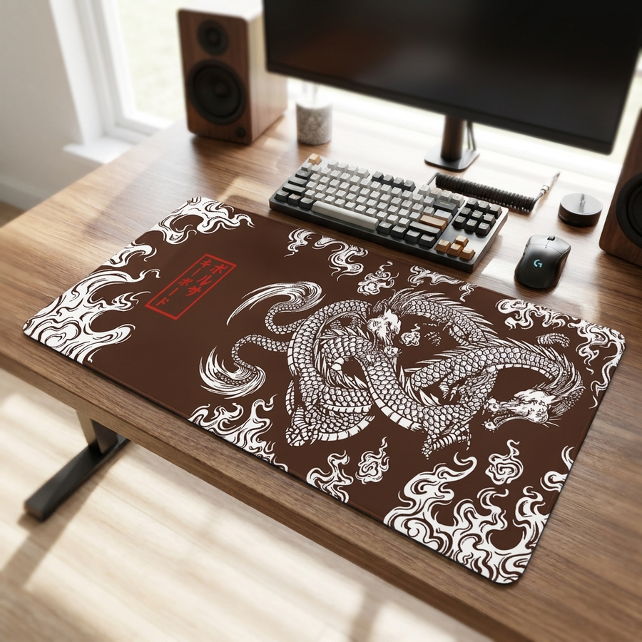 Brown dragon mouse pad