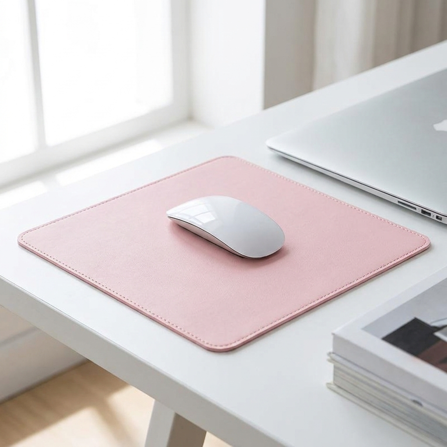 Pink PU mouse pad
