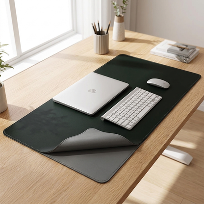 Blackish green grey desk mat