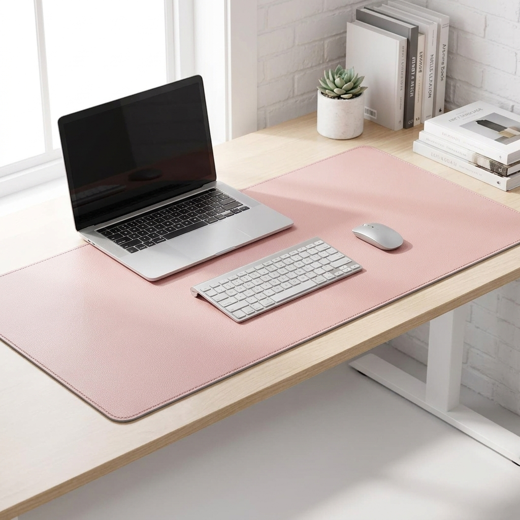 Pink silver desk mat