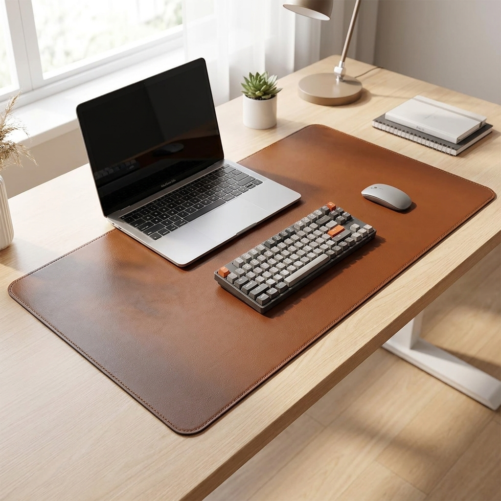 Brown grey desk mat