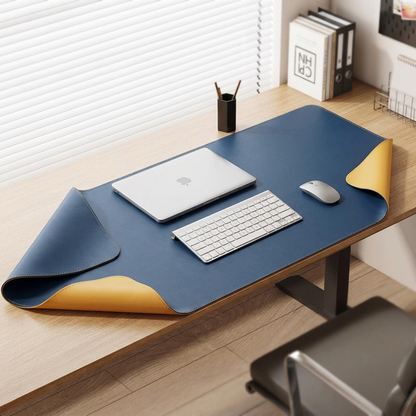 Blue yellow desk mat