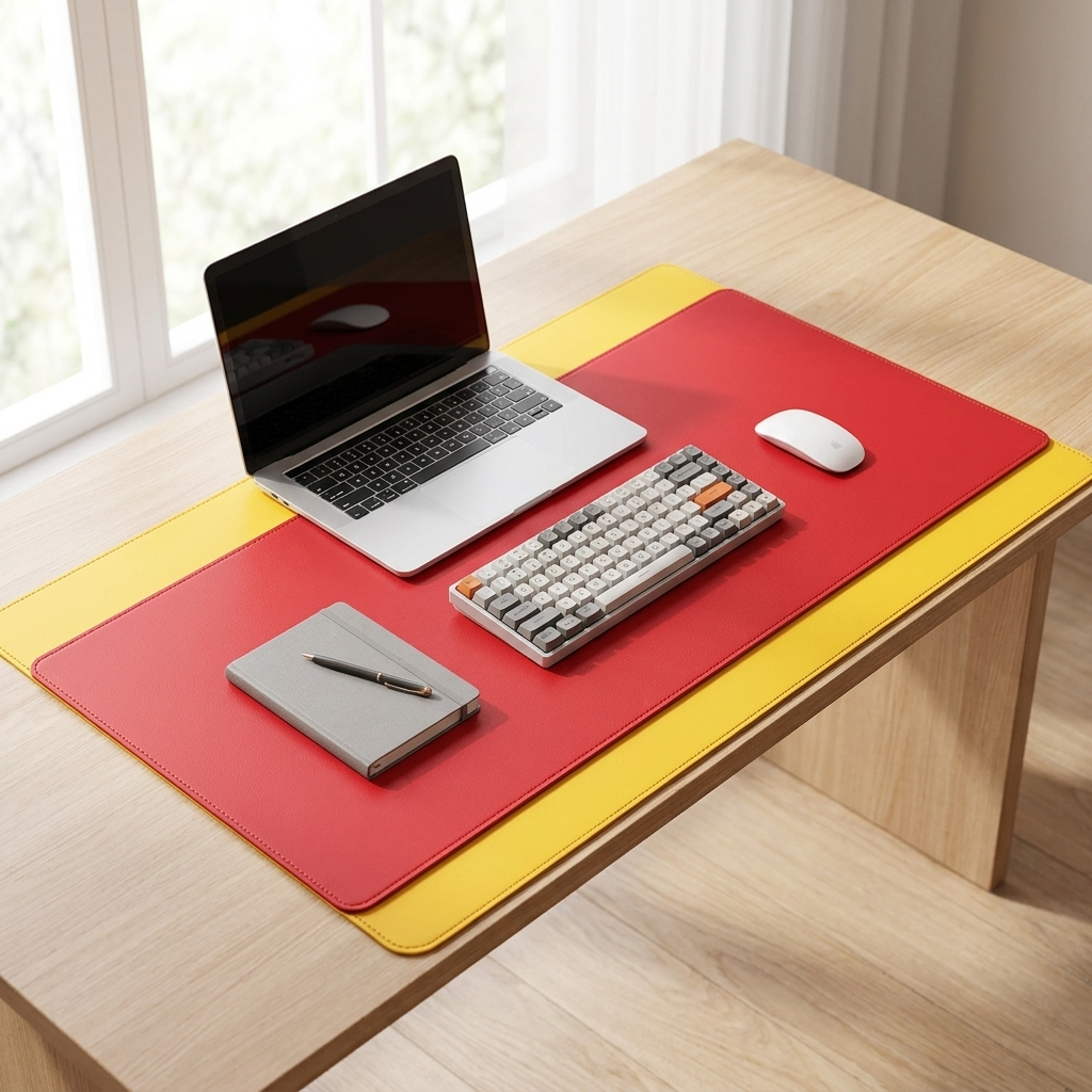 Red yellow desk mat