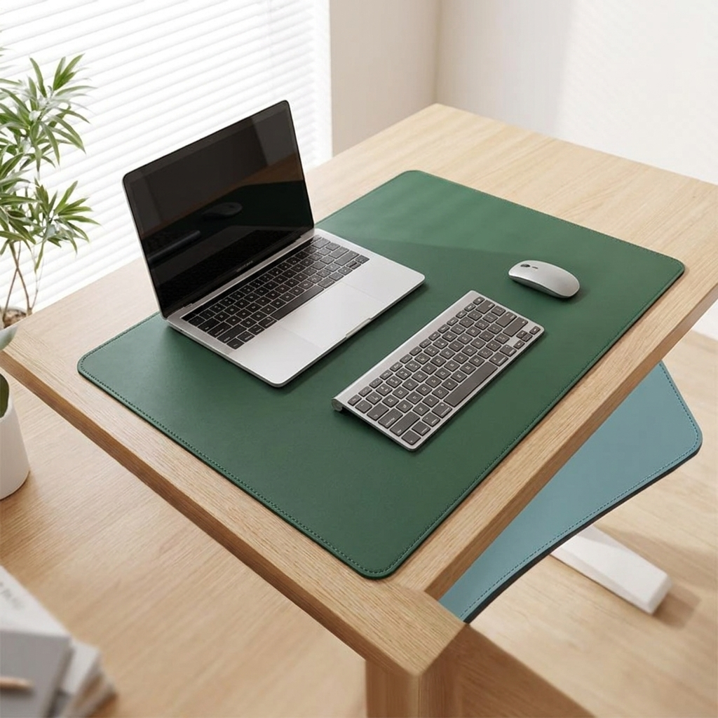 Green lake blue desk mat