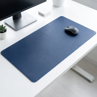 Blue faux leather mouse pad