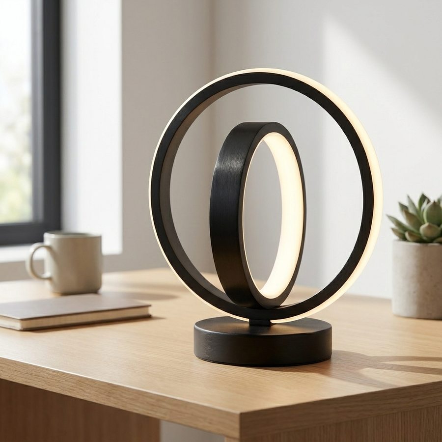 Black aluminium plug-in lamp