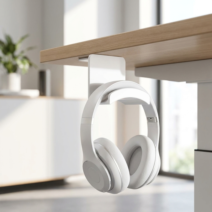 White headphone stand