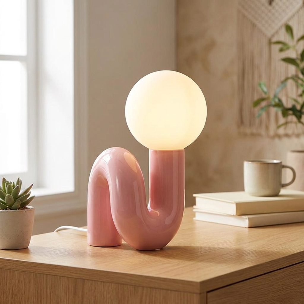 Pink nordic glass lamp