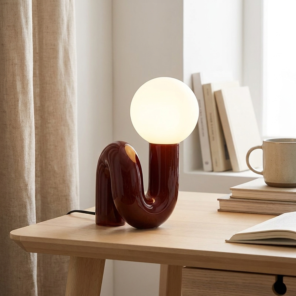 Burgundy nordic glass lamp