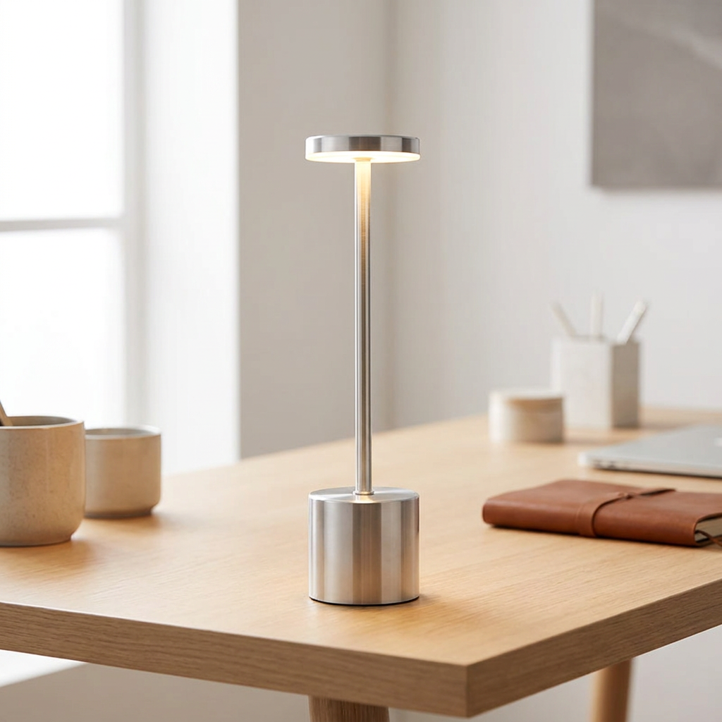 Silver USB rechargeable lamp