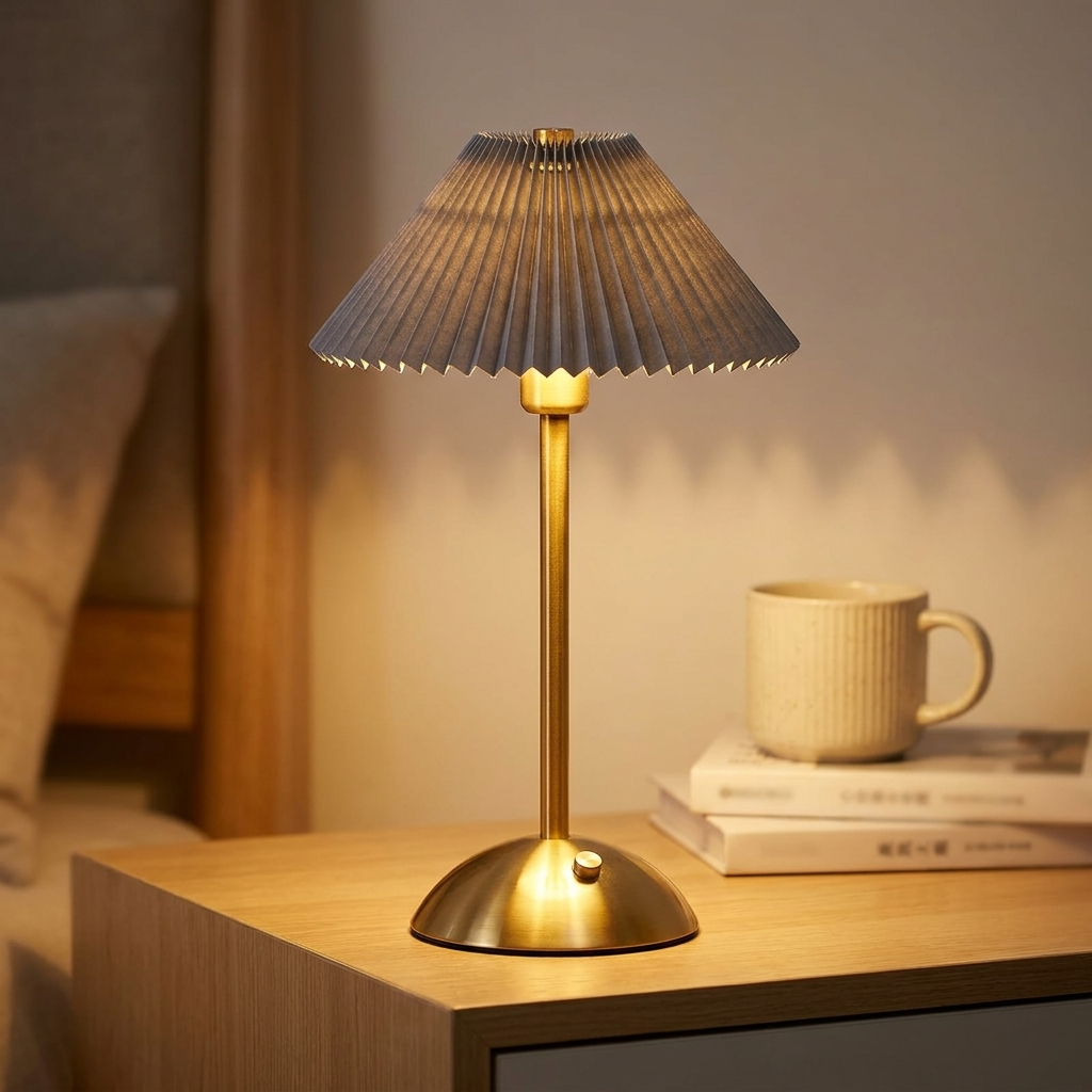 Golden retro desk lamp